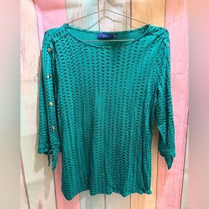 Apt. 9 Teal and Black Patterned Blouse